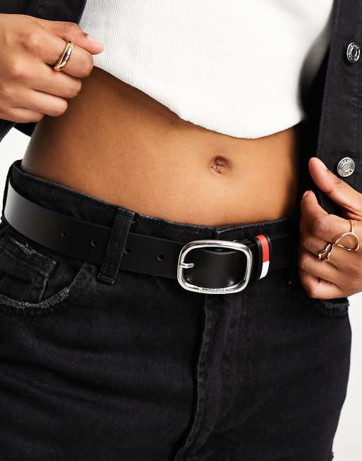 Tommy Jeans - Ceinture à boucle ovale - Noir