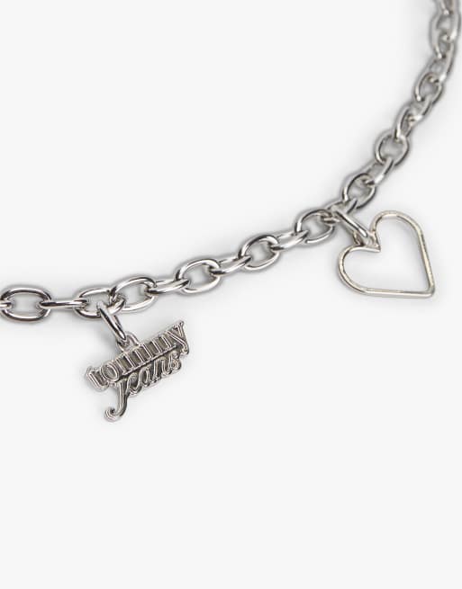 Tommy Jeans ceinture chaîne à breloques logo multicolore en argent brillant, 3 de 4