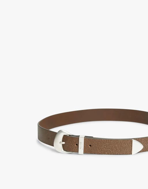 Tommy Jeans ceinture en cuir craquelé à boucle Abstract marron, 3 de 4
