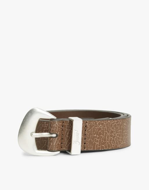 Tommy Jeans ceinture en cuir craquelé à boucle Abstract marron, 4 de 4
