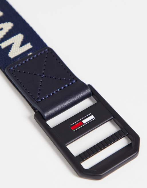 Tommy Jeans - Ceinture en toile à logo travaillé - Bleu marine, 2 de 4