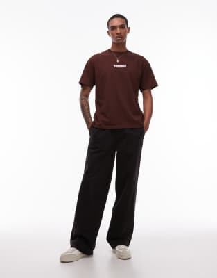 Tommy Jeans Center Front Logo T-shirt In Brown