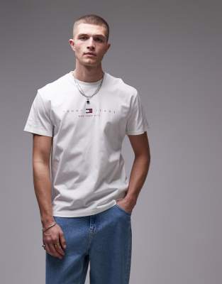 center linear logo T-shirt in white