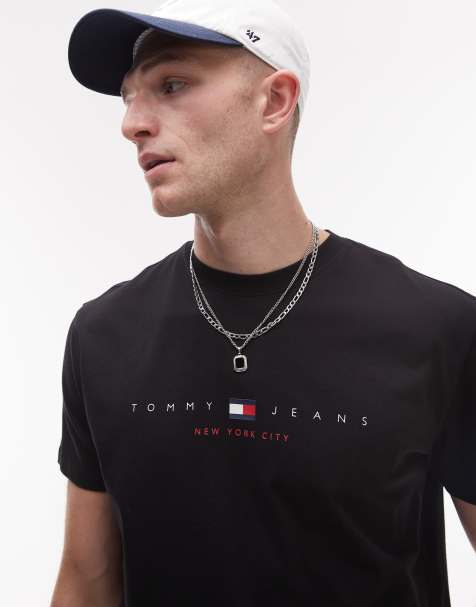 Tommy Jeans center linear t-shirt in black - view 1