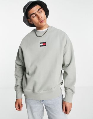 Tommy Jeans central flag badge sweatshirt relaxed fit in green