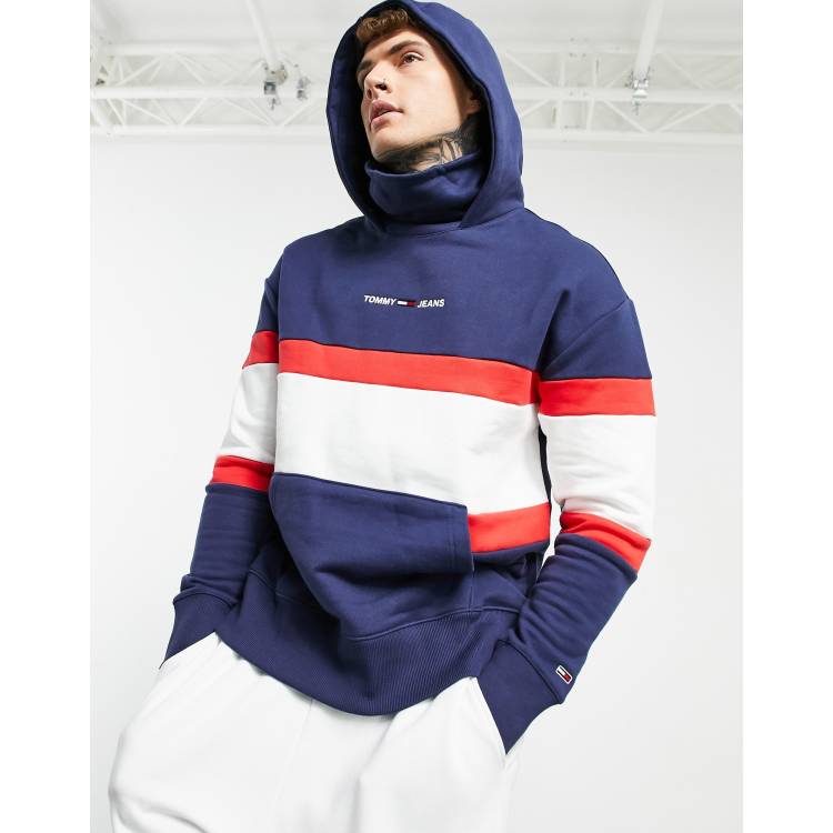 Tommy jeans funnel neck half zip hoodie hotsell in colourblock