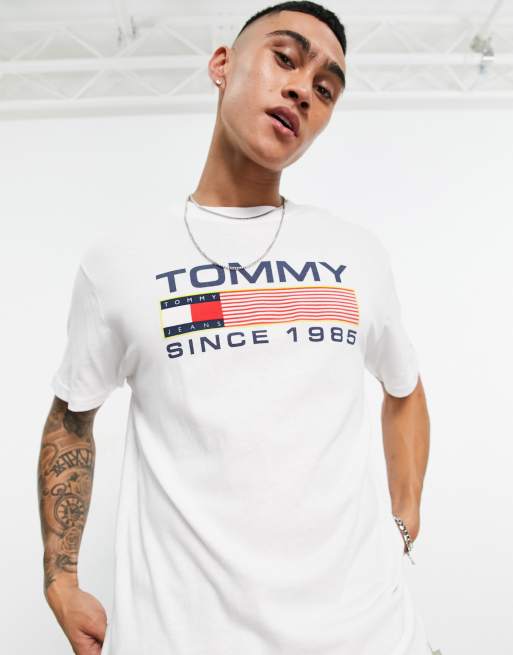 Tommy Jeans central flag logo t-shirt in white