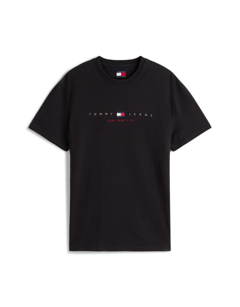 Tommy Jeans centre linear t-shirt in black - view 1