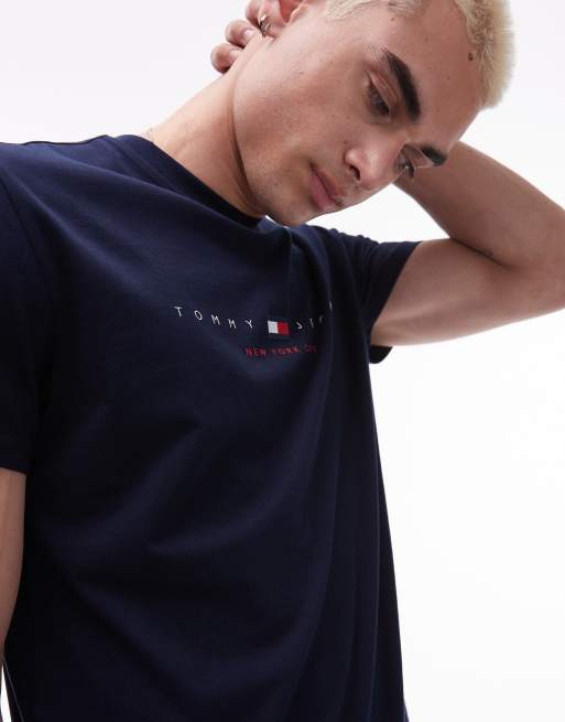 Tommy Jeans centre linear t-shirt in navy, 3 of 4