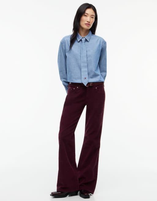 Tommy Jeans Chambray tie shirt in blue, 2 of 7