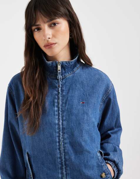 Tommy Jeans - Chaqueta azul con lavado medio y cuello alzado de cambray - view 1