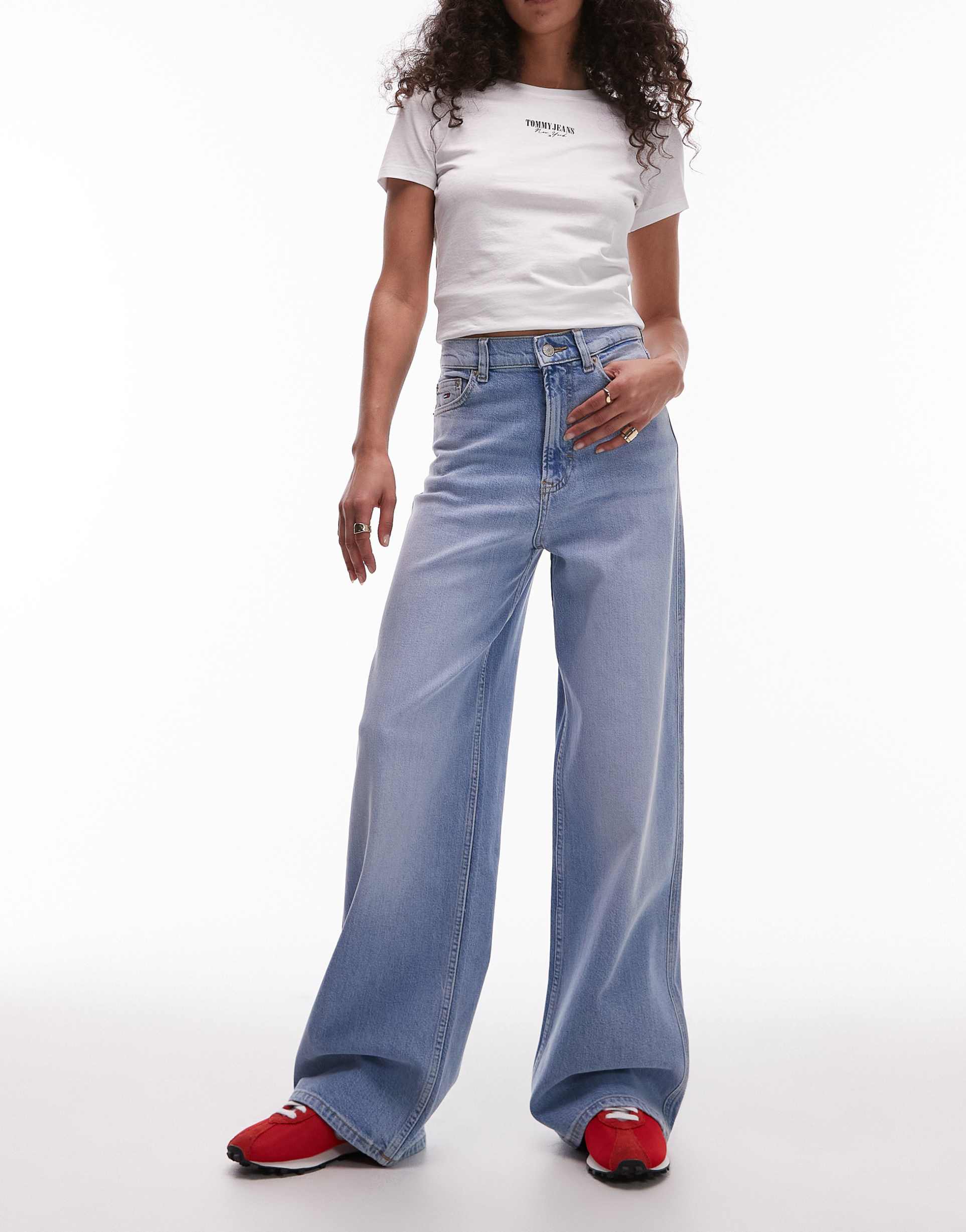 tommy jeans charlie high rise wide leg jeans in light blue