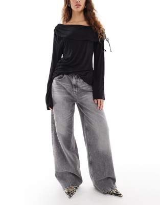 Tommy Jeans - Charlie - Jean ample à taille mi-haute - Gris délavé-Bleu