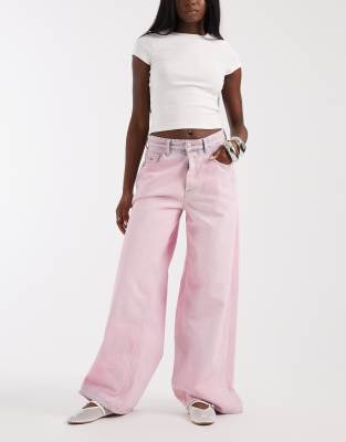 Tommy Jeans - Charlie - Loose-Fit-Jeans in Rosa mit mittelhohem Bund