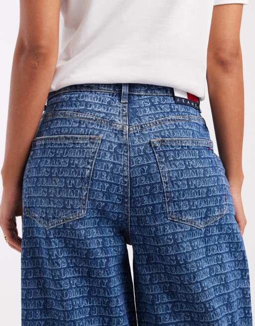 Tommy Jeans Charlie loose jeans with all over logo print in mid wash, 4 of 5