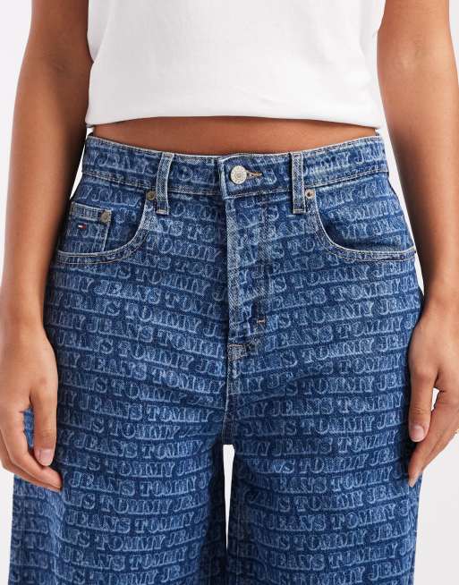 Tommy Jeans Charlie loose jeans with all over logo print in mid wash, 5 of 5