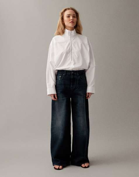 Tommy Jeans Charlie Loose wide jeans in blue black wash