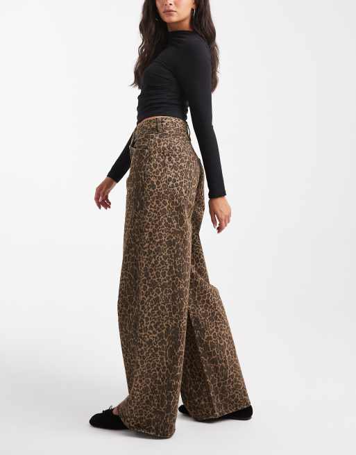 Tommy Jeans Charlie loose wide leg jeans in leopard print