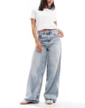 [Tommy Jeans] Tommy Jeans Charlie mid rise loose jeans in bleached wash-Blue W24 L32 Denim Light