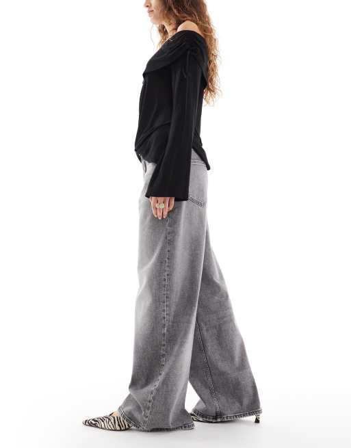 Tommy Jeans Charlie mid rise loose wide leg jeans in washed gray, 3 of 5