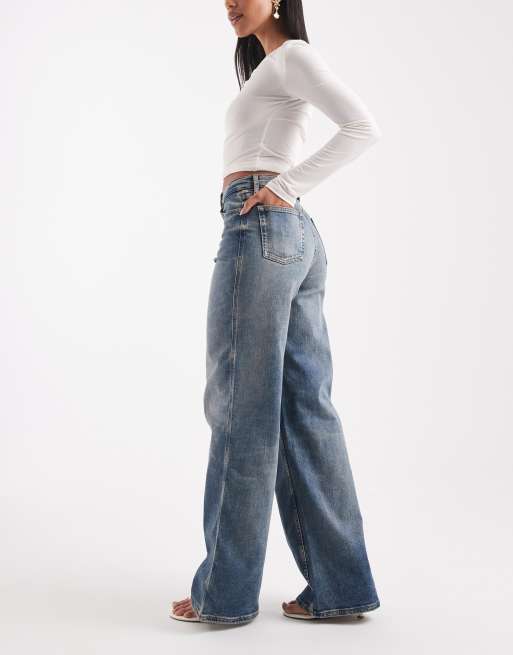 Tommy Jeans – Charlie – Sprane niebieskie jeansy z szerokimi nogawkami, wysokim stanem i haftowanym logo, 2 z 5