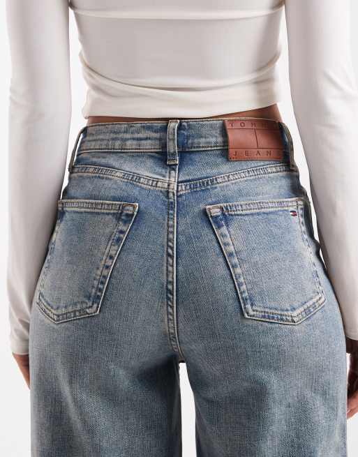 Tommy Jeans – Charlie – Sprane niebieskie jeansy z szerokimi nogawkami, wysokim stanem i haftowanym logo, 4 z 5