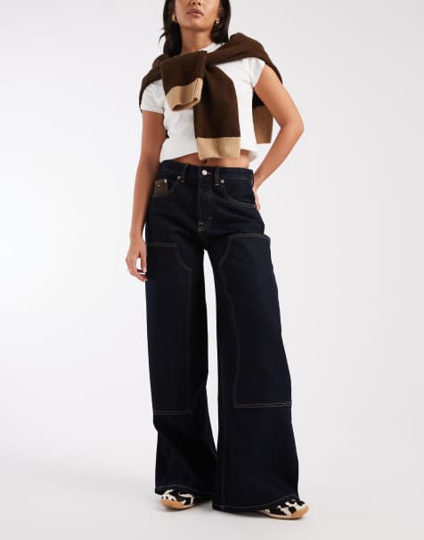 Tommy Jeans Charlie workwear wide leg jeans in dark wash