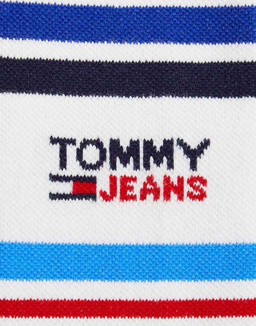 Tommy Jeans - Chaussettes de sport en coton mélangé à logo et rayures - Blanc - WHITE, 3 de 4