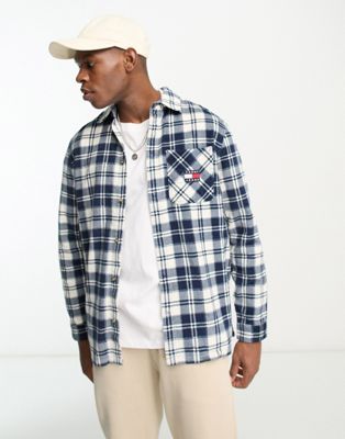 Tommy Jeans check cord overshirt in off white - ASOS Price Checker