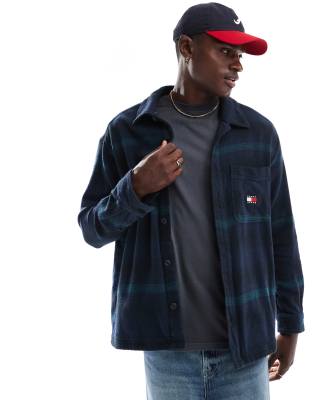 Tommy Jeans check overshirt in navy-Green φωτογραφία