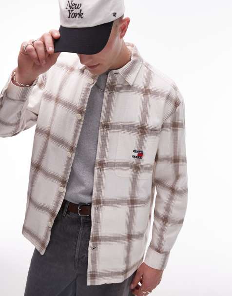 Tommy Jeans check overshirt in white - view 1