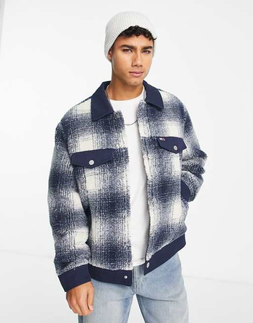 Mens checked trucker hot sale jacket