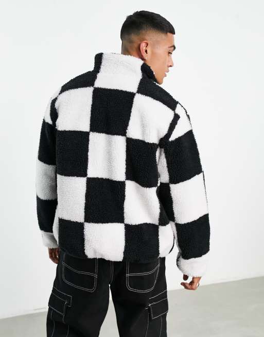 Black and white sherpa jacket sale