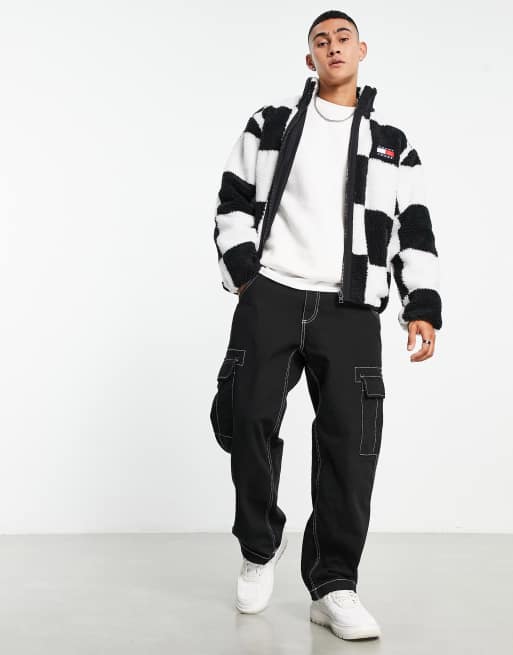 Tommy Jeans cotton oversized utility jacket in checkerboard print