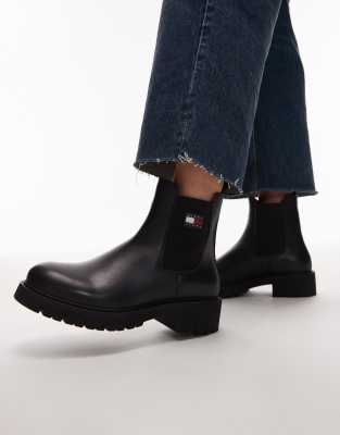 Tommy Jeans - Chelsea-Boots aus Leder in Schwarz