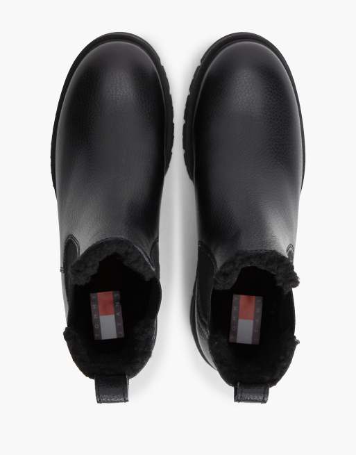 Tommy Jeans Chelsea-Boots aus Leder mit warmer Fütterung und profilierter Sohle in Schwarz, 3 von 7
