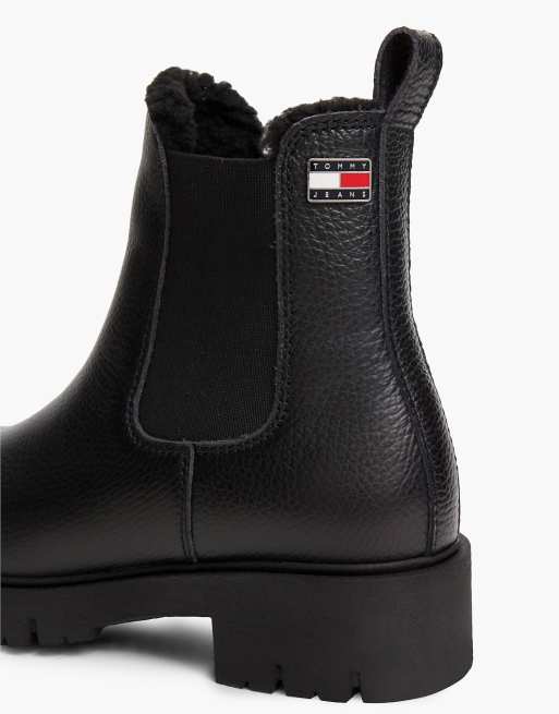 Tommy Jeans Chelsea-Boots aus Leder mit warmer Fütterung und profilierter Sohle in Schwarz, 6 von 7