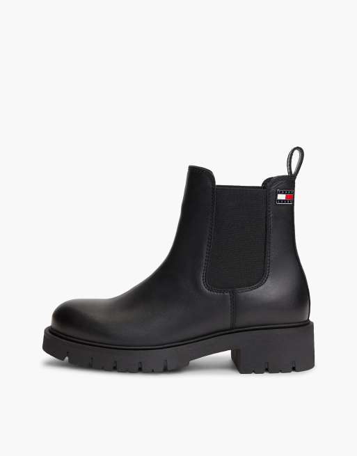 Tommy Jeans Chelsea-Boots aus Leder mit warmer Fütterung und profilierter Sohle in Schwarz, 7 von 7