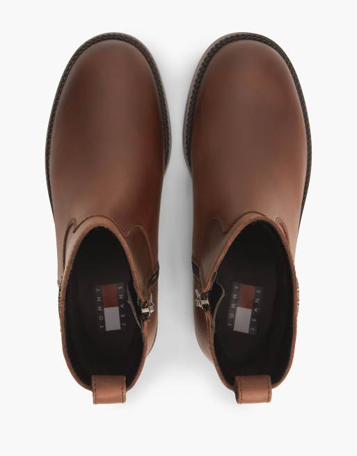 Tommy Jeans Chelsea-Boots aus Leder mit weicher Laufsohle in Rostrot, 3 von 7