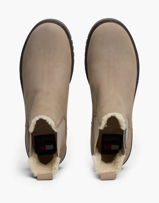 Tommy Jeans – Chelsea-Lederstiefel in Beige mit warmem Futter und Profilsohle, 3 von 4