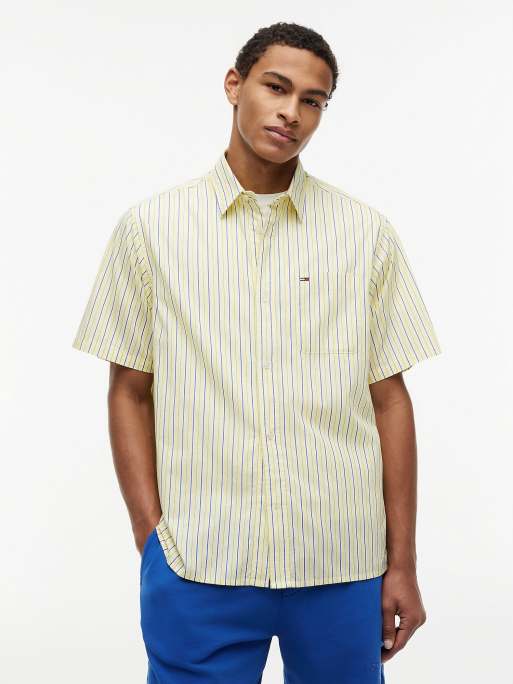 Tommy Jeans - Chemise décontractée à manches courtes et rayures - Jaune multicolore