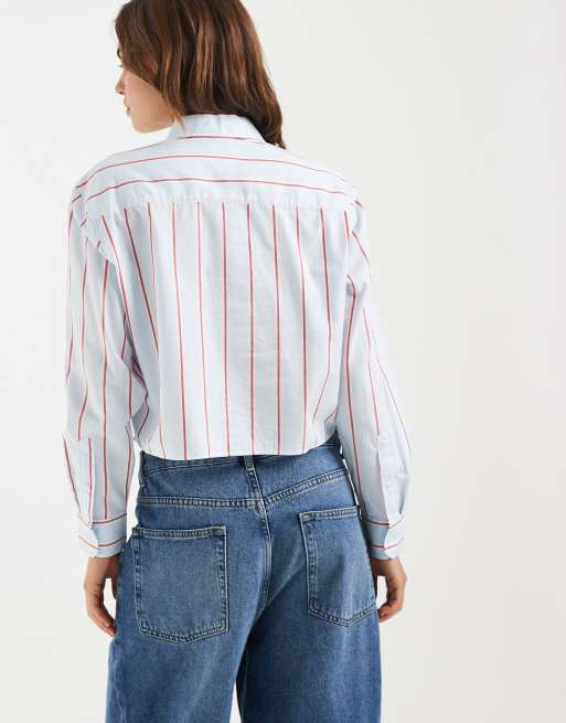 Tommy Jeans - Chemise décontractée courte à rayures - Bleu, 4 de 4