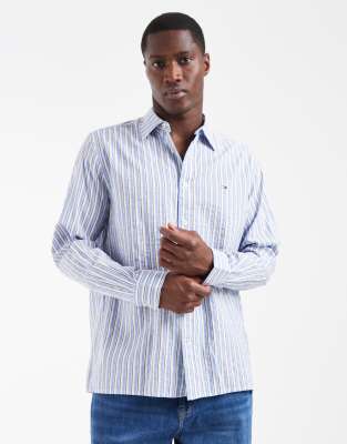 Tommy Jeans - Chemise décontractée en crépon rayé - Bleu