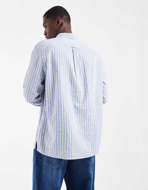 Tommy Jeans - Chemise décontractée en crépon rayé - Bleu, 3 de 5