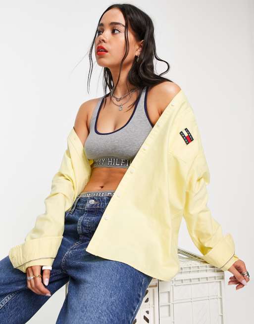 Tommy Jeans - Chemise d'ensemble coupe boyfriend avec écusson - Jaune