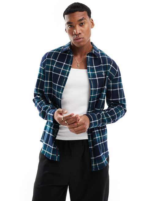 Tommy Jeans - Chemise en flanelle à carreaux coupe décontractée - Bleu et vert