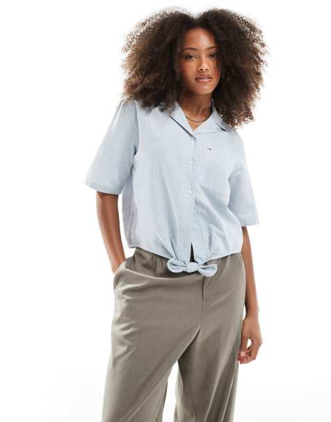 Tommy Jeans - Chemise en lin à manches courtes - Gris clair - view 1
