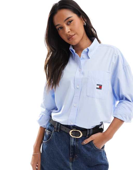 Tommy Jeans - Chemise oversize en popeline - Bleu clair