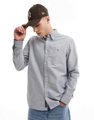 Tommy Jeans - Chemise Oxford coupe classique - Gris-Bleu marine