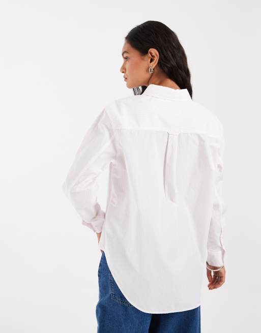 Tommy Jeans - Chemise rayée décontractée à logo drapeau - Rose, 4 de 4